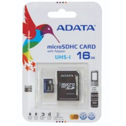Memoria 16 GB para Celular o Cámara MICRO SD ADATA CON ADAPTADOR SD
