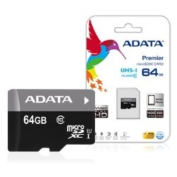 Memoria 64 GB para Celular o Cámara MICRO SD ADATA CON ADAPTADOR SD